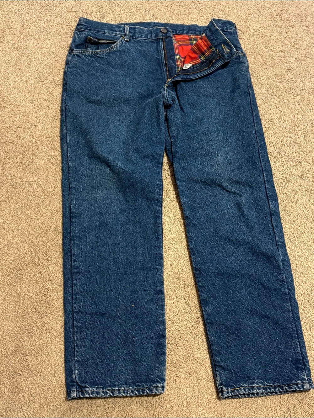 L.L. Bean Men's Heavyweight  Flannel Lined Cotton Outdoor Blue Jeans